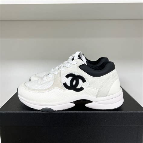 chanel trainers clear|Chanel black and white sneakers.